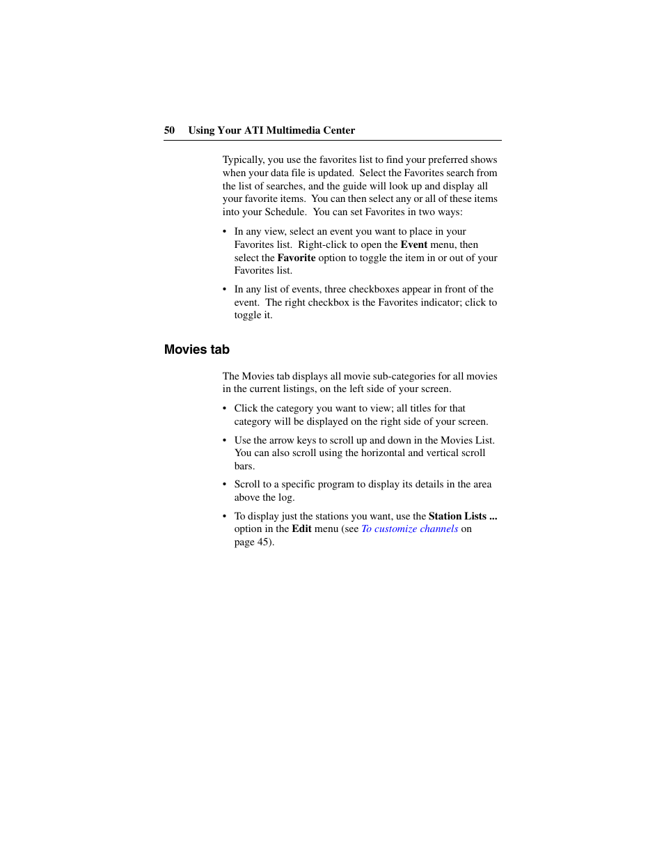 Movies tab | ATI Technologies 137-40188-60 User Manual | Page 50 / 96