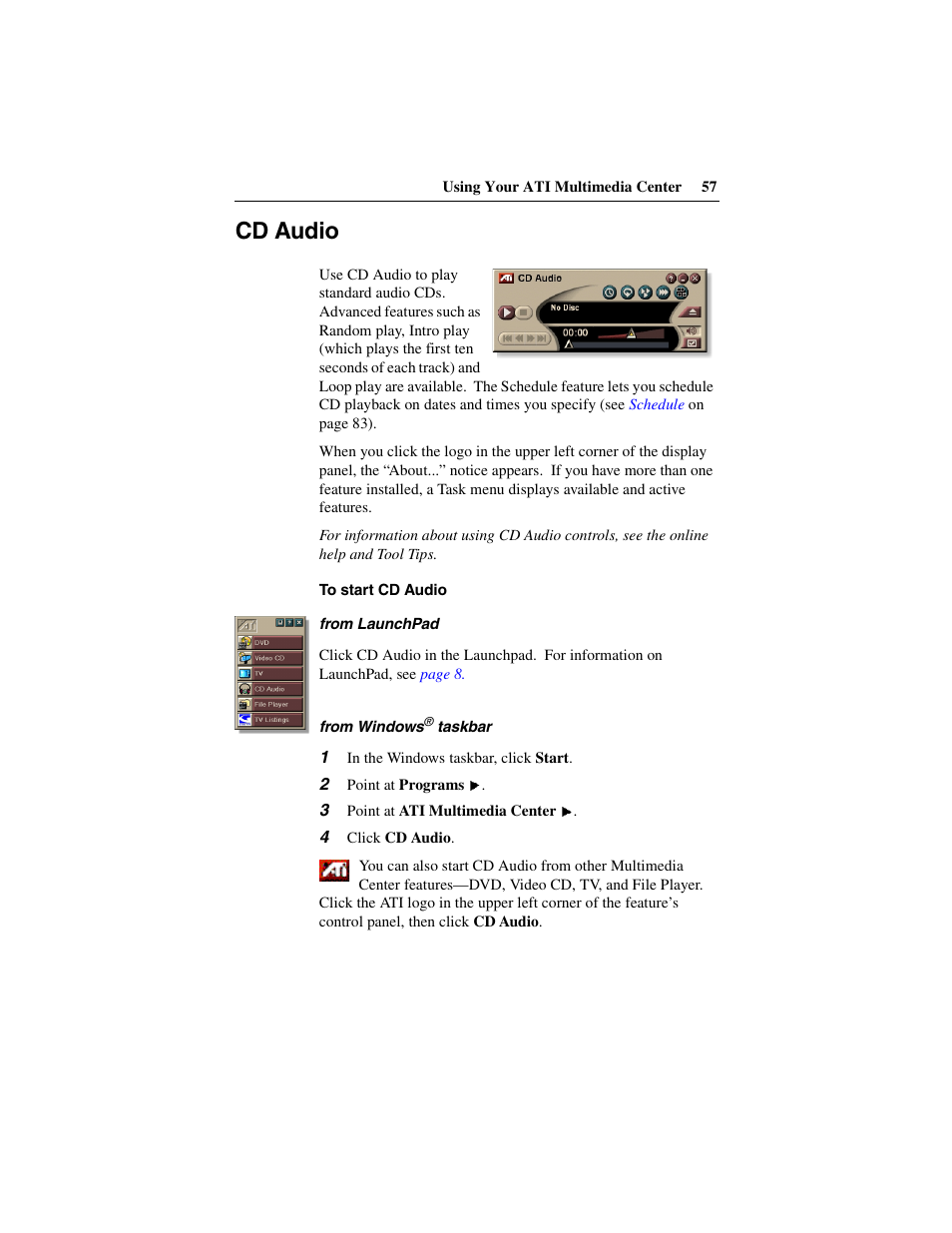 Cd audio | ATI Technologies 137-40188-60 User Manual | Page 57 / 96
