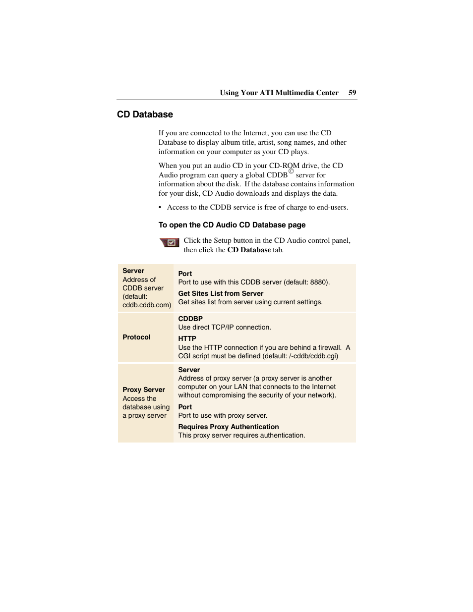 Cd database | ATI Technologies 137-40188-60 User Manual | Page 59 / 96