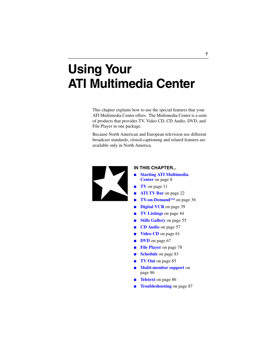 Using your ati multimedia center | ATI Technologies 137-40188-60 User Manual | Page 7 / 96