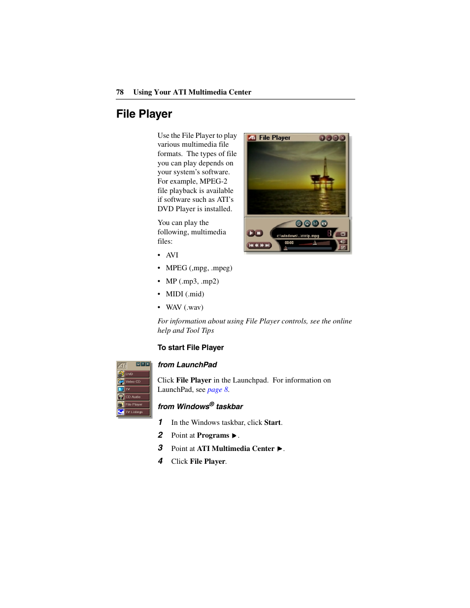 File player | ATI Technologies 137-40188-60 User Manual | Page 78 / 96