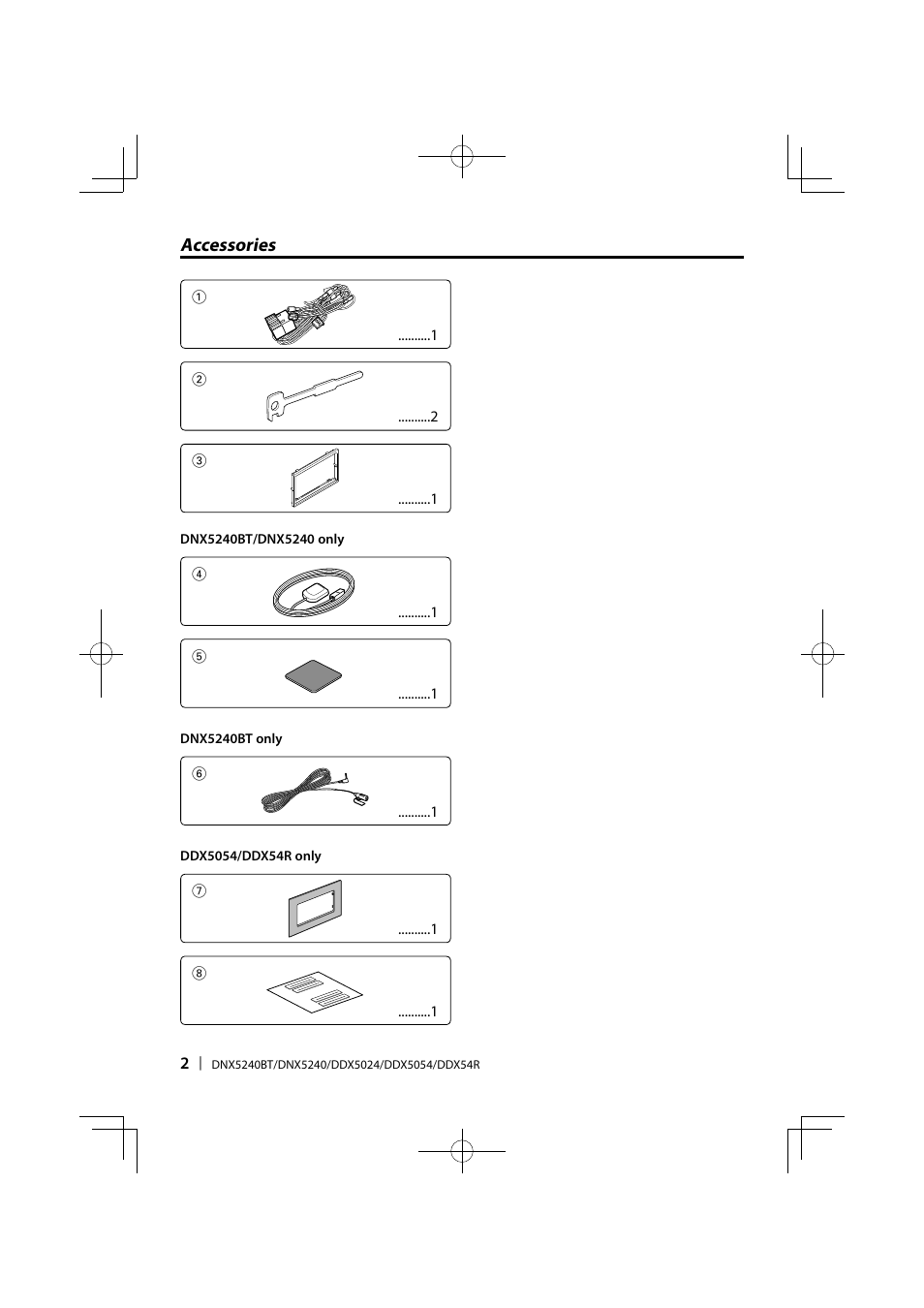 Accessories | Kenwood DDX5024 User Manual | Page 2 / 12