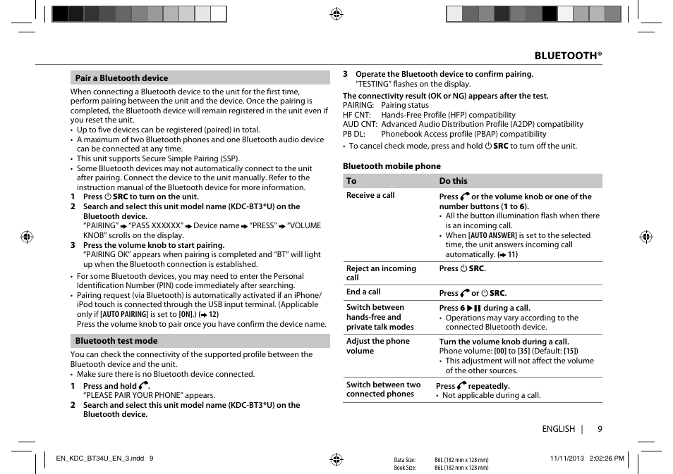 Kenwood KDC-BT34U User Manual | Page 11 / 21