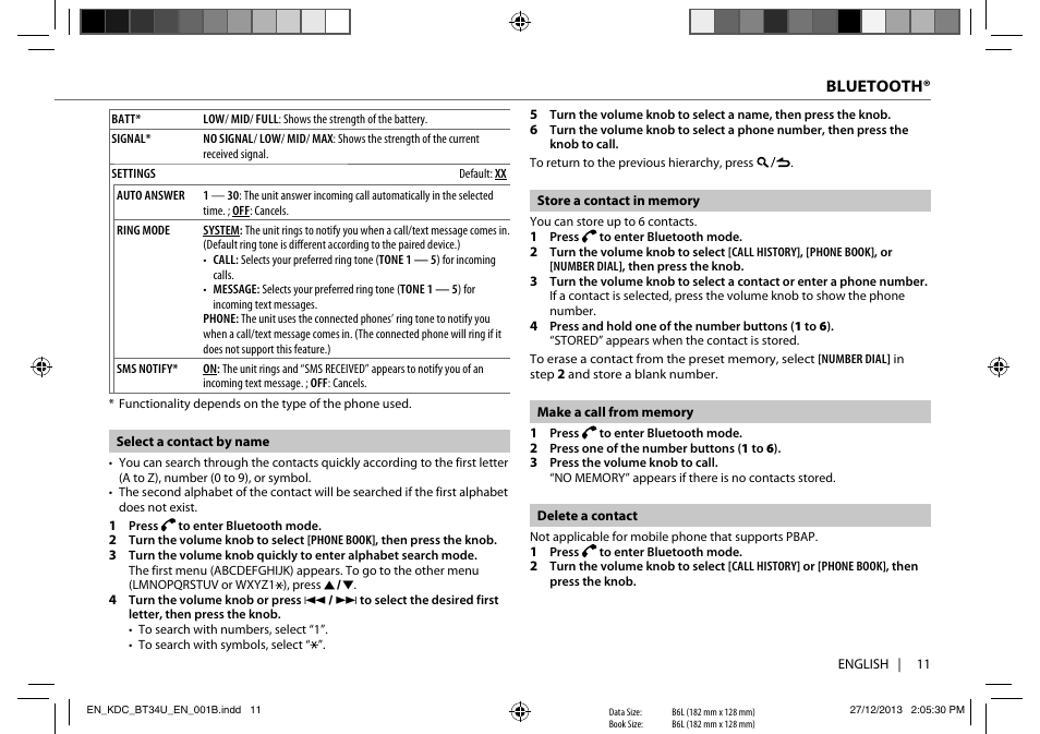 Kenwood KDC-BT34U User Manual | Page 13 / 21