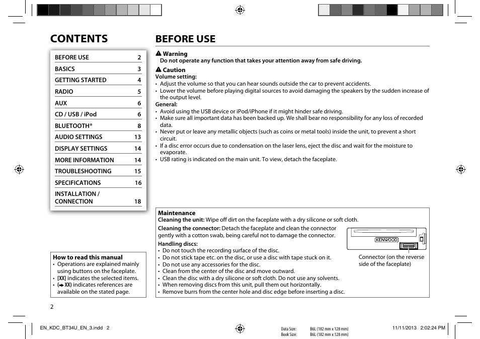 Kenwood KDC-BT34U User Manual | Page 4 / 21