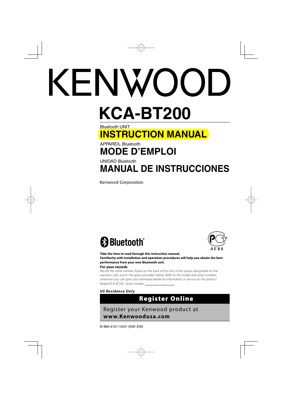 Kenwood KCA-BT200 User Manual | 27 pages