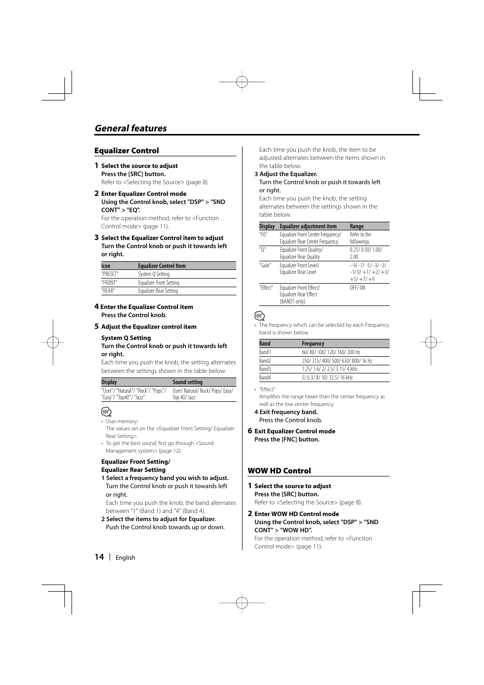 General features | Kenwood KDC-W9537U User Manual | Page 14 / 56