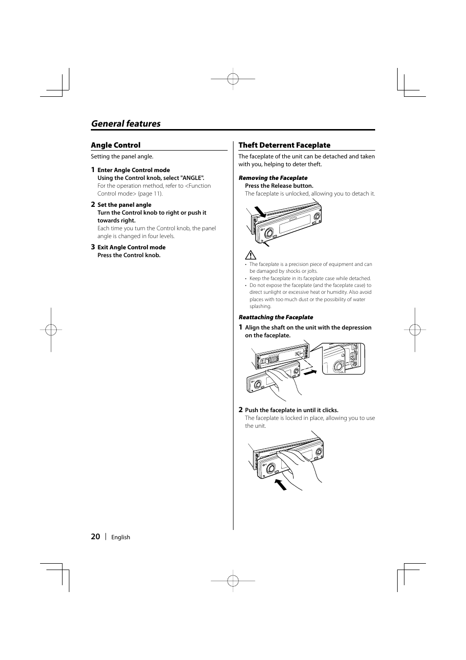 General features | Kenwood KDC-W9537U User Manual | Page 20 / 56