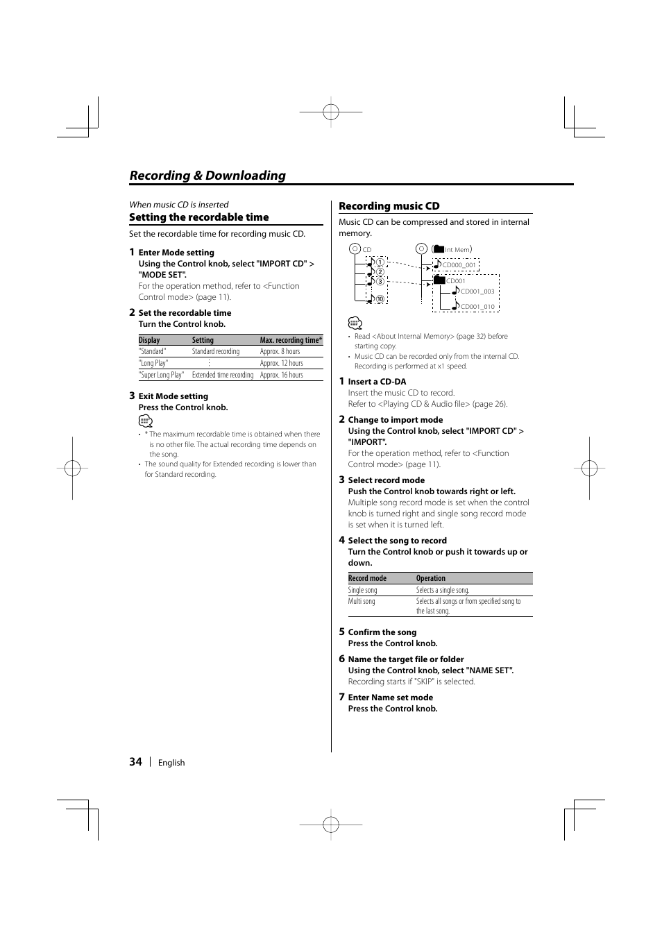 Recording & downloading | Kenwood KDC-W9537U User Manual | Page 34 / 56