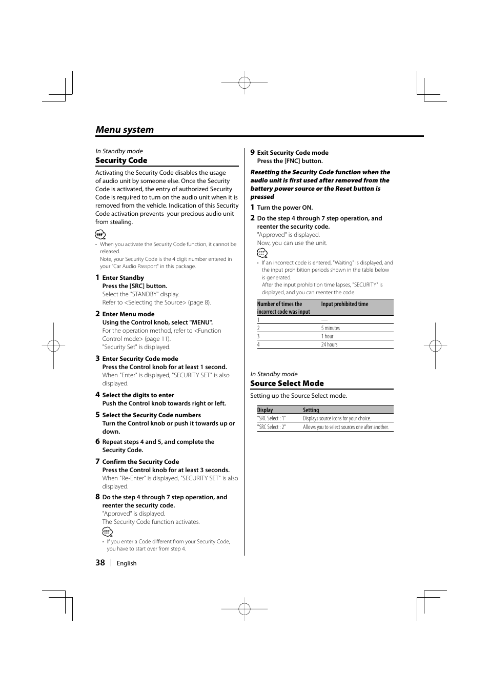 Menu system | Kenwood KDC-W9537U User Manual | Page 38 / 56