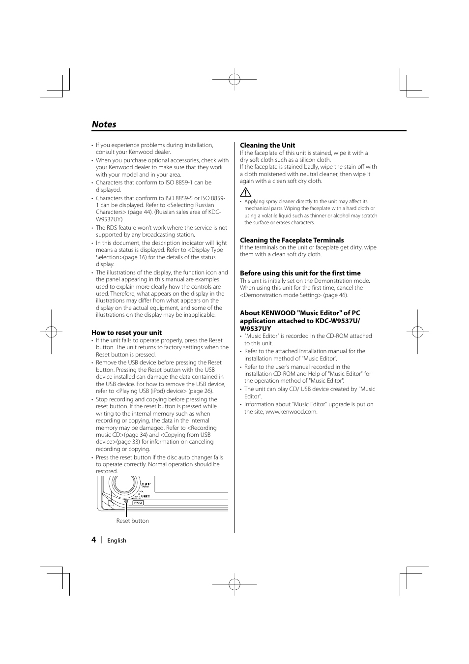 Kenwood KDC-W9537U User Manual | Page 4 / 56