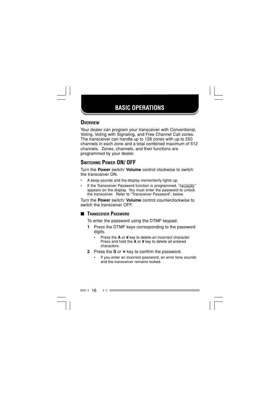 Basic operations, On/ off | Kenwood TK-2180E User Manual | Page 23 / 51