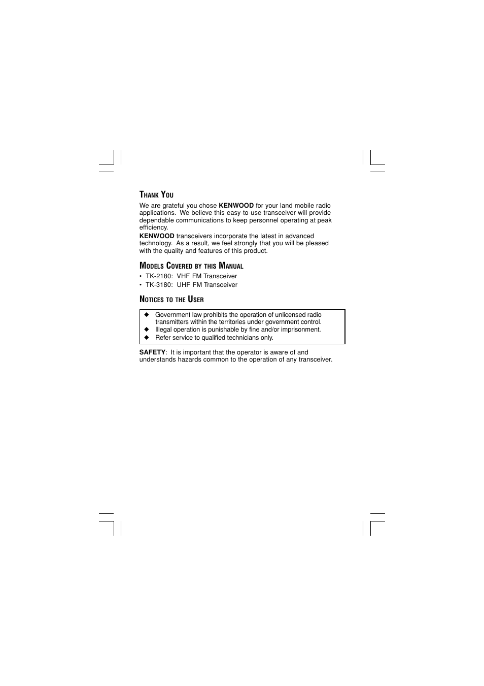 Kenwood TK-2180E User Manual | Page 3 / 51