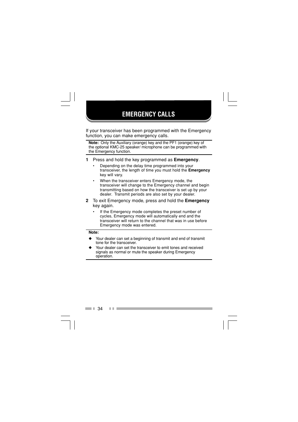 Emergency calls | Kenwood TK-2180E User Manual | Page 41 / 51