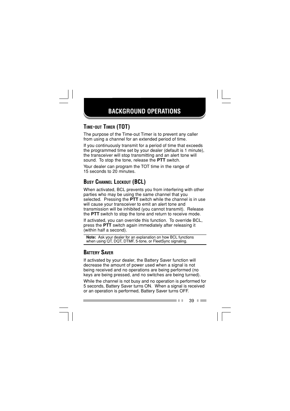 Background operations | Kenwood TK-2180E User Manual | Page 46 / 51