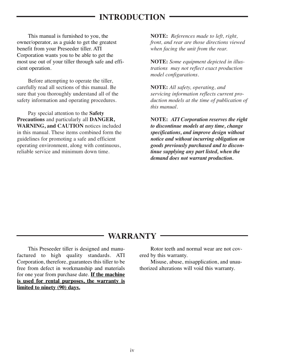 Introduction, Warranty, Safety precautions | Introduction warranty | ATI Technologies Preseeder 365 User Manual | Page 6 / 29