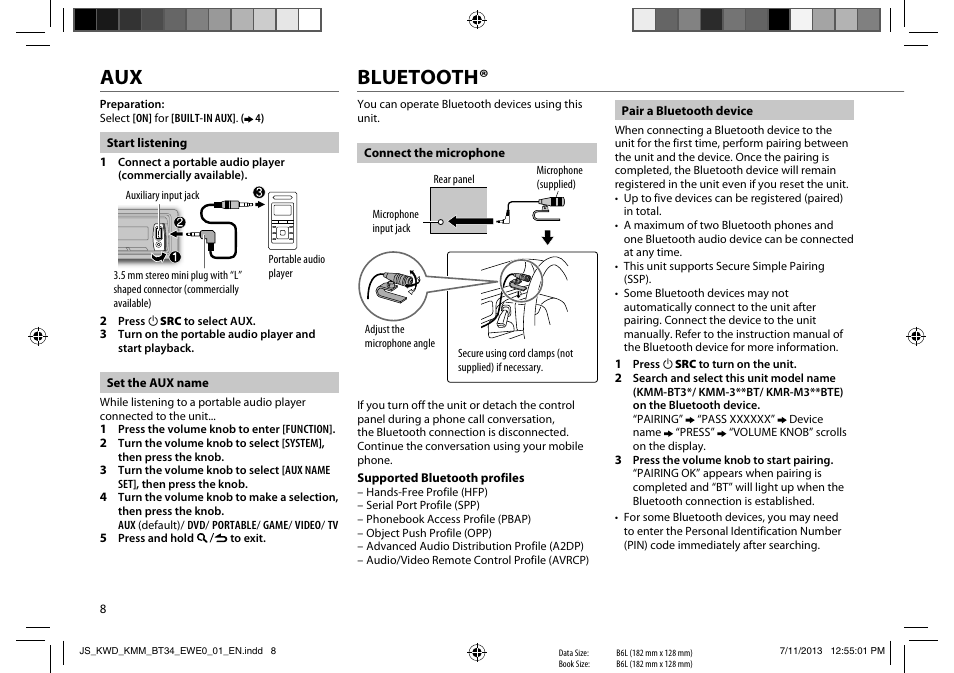 Bluetooth | Kenwood KMM-BT34 User Manual | Page 10 / 21