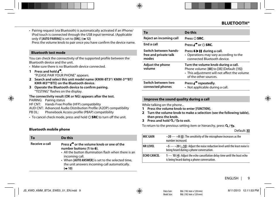 Kenwood KMM-BT34 User Manual | Page 11 / 21