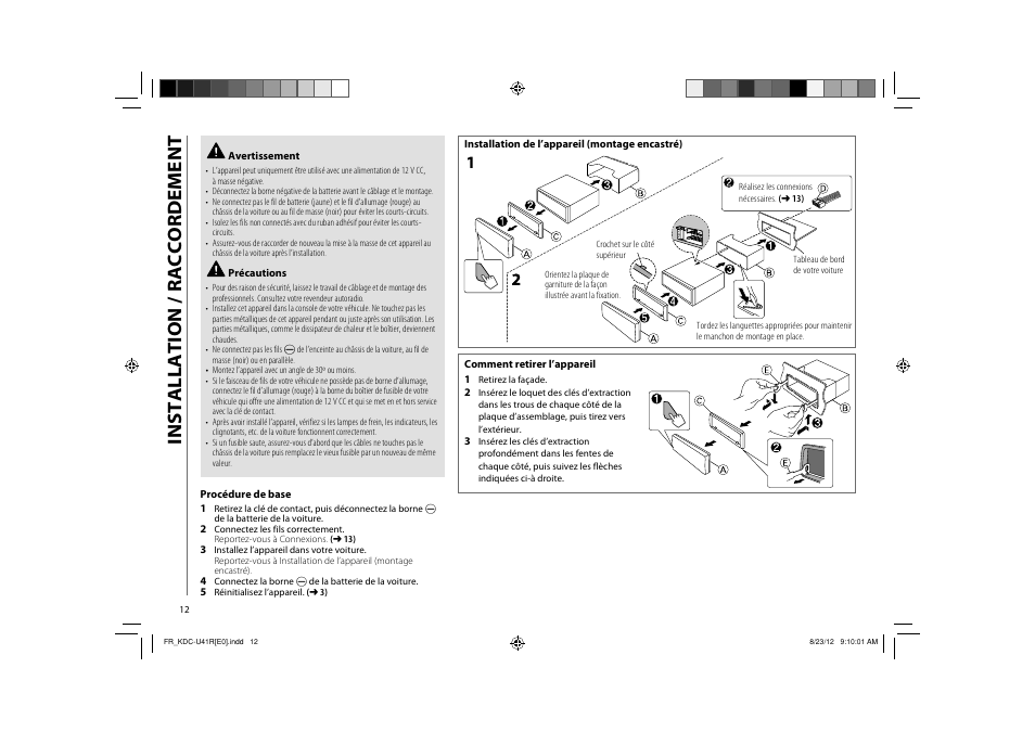 Installation / raccordement | Kenwood KDC-U41R User Manual | Page 14 / 64