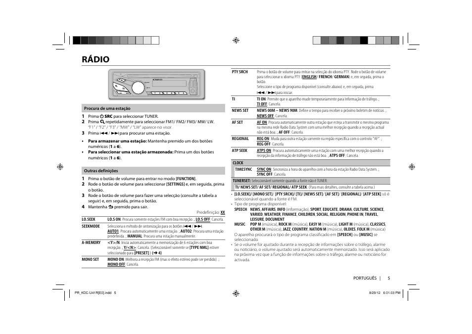 Rádio | Kenwood KDC-U41R User Manual | Page 55 / 64