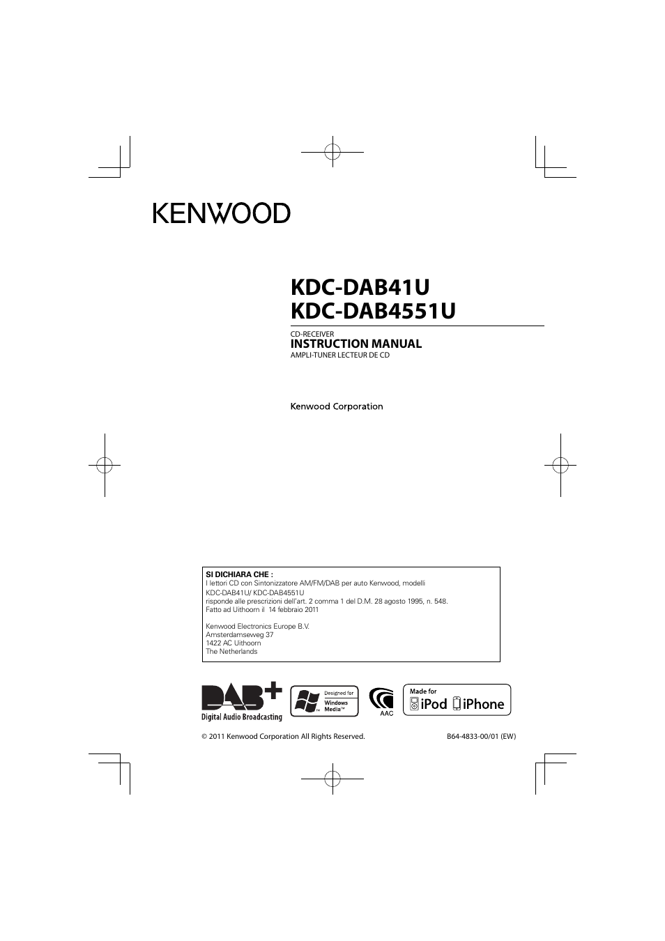 Kenwood KDC-DAB41U User Manual | 42 pages