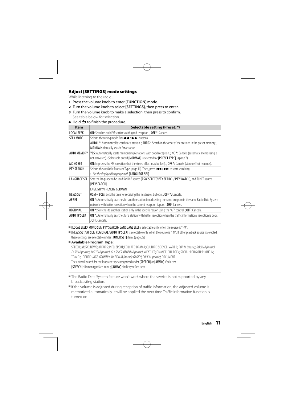 Kenwood KDC-DAB41U User Manual | Page 11 / 42
