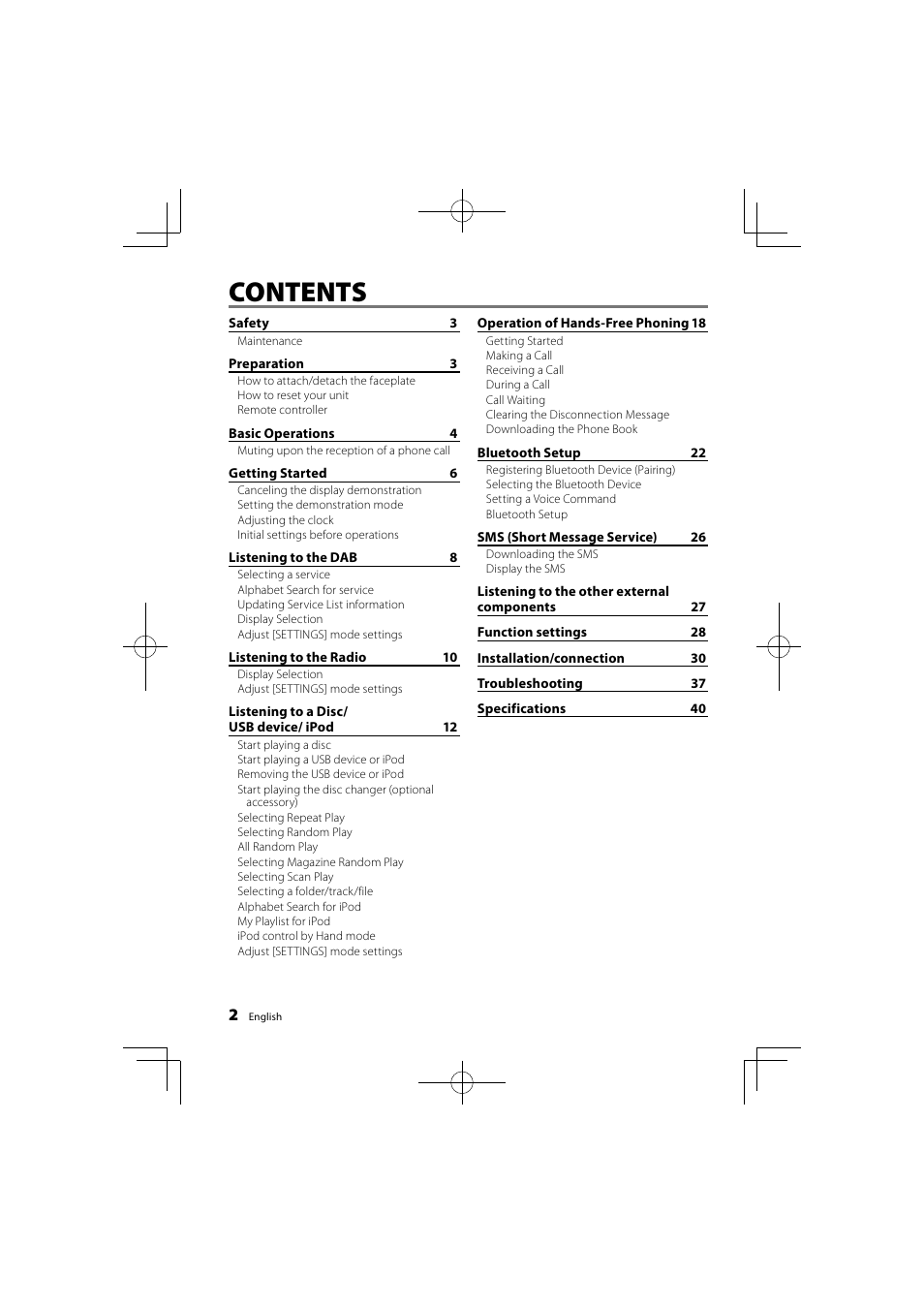 Kenwood KDC-DAB41U User Manual | Page 2 / 42