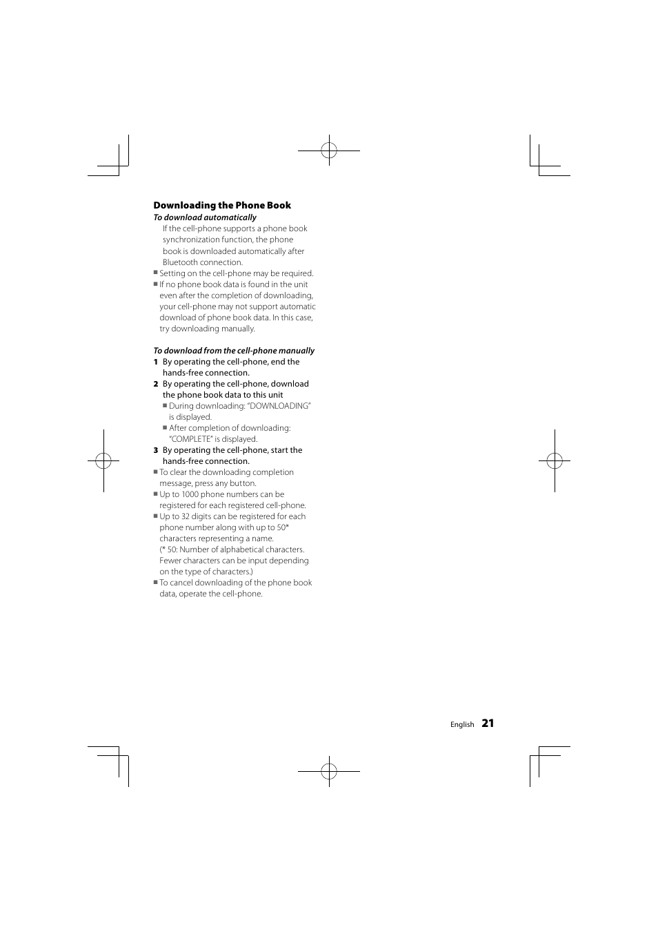 Downloading the phone book | Kenwood KDC-DAB41U User Manual | Page 21 / 42