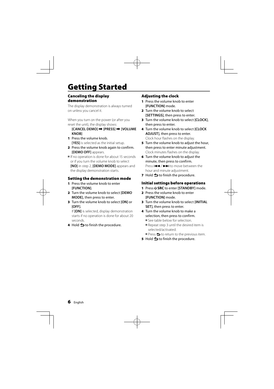 Getting started | Kenwood KDC-DAB41U User Manual | Page 6 / 42