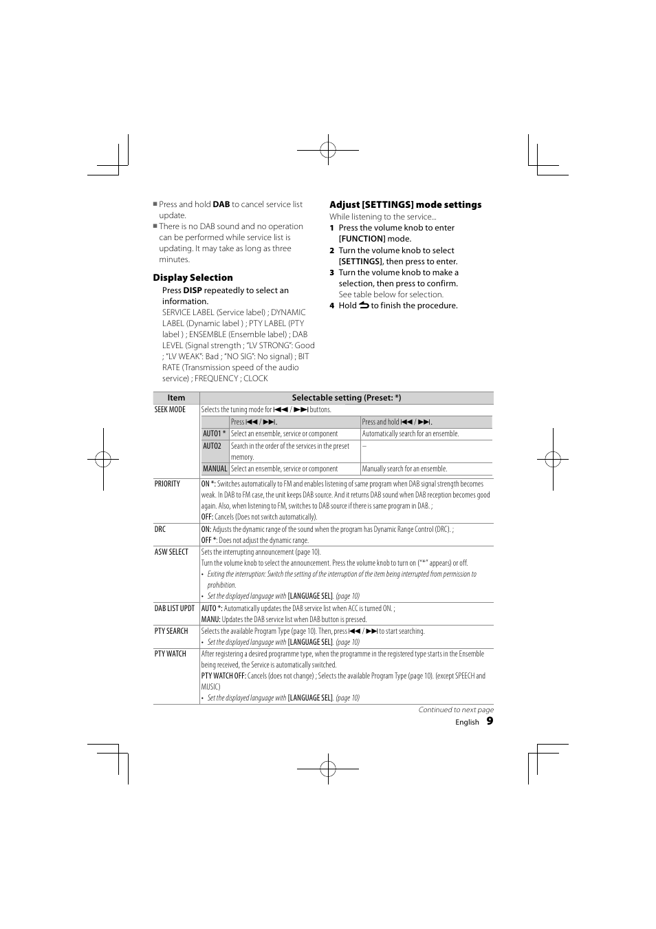 Kenwood KDC-DAB41U User Manual | Page 9 / 42