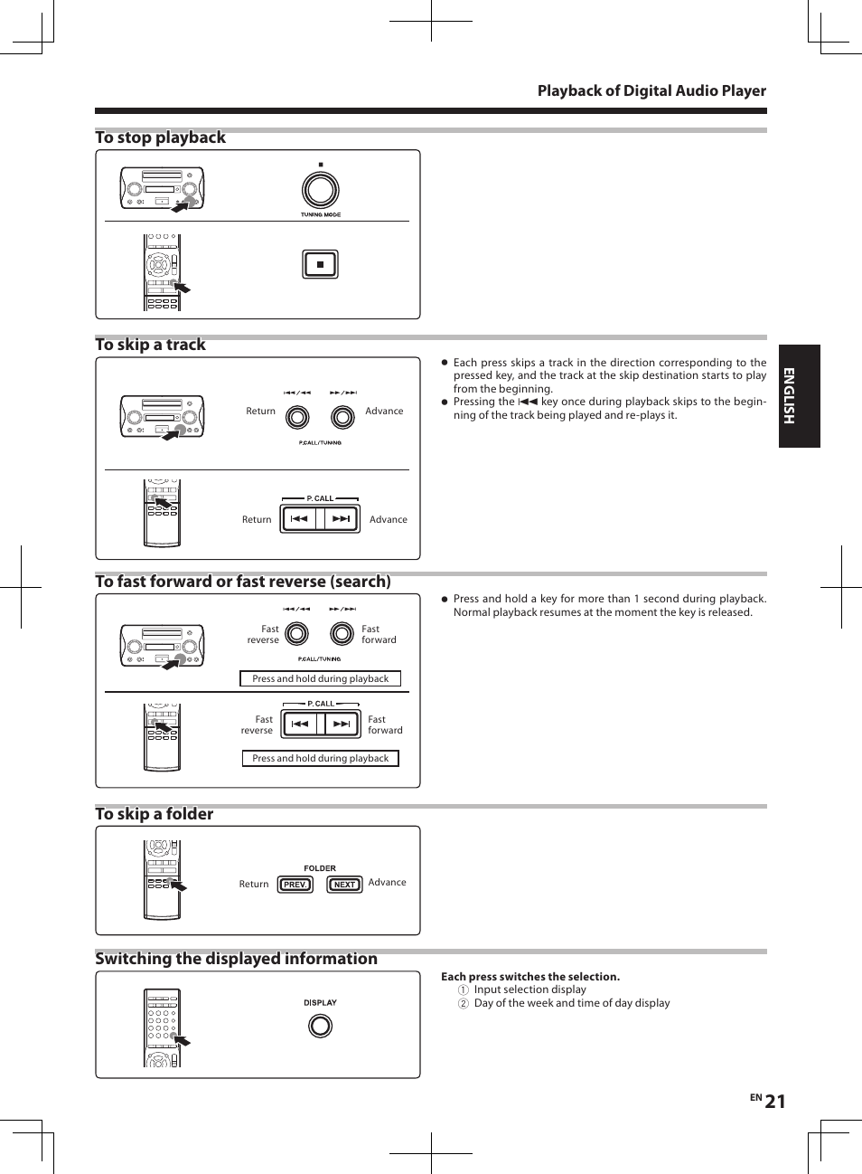 Playback of digital audio player | Kenwood R-K1 User Manual | Page 21 / 40