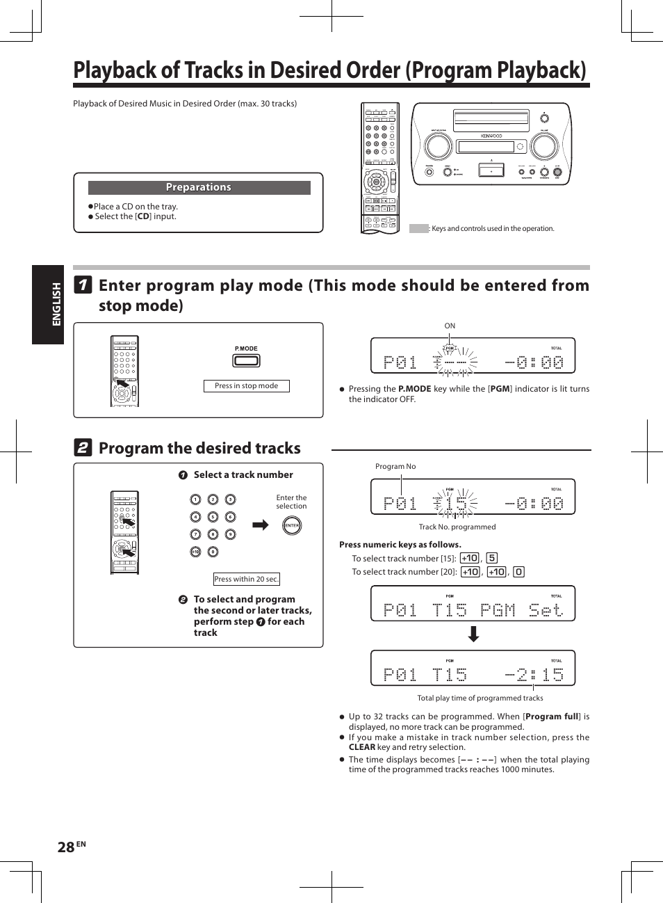 Program the desired tracks | Kenwood R-K1 User Manual | Page 28 / 40