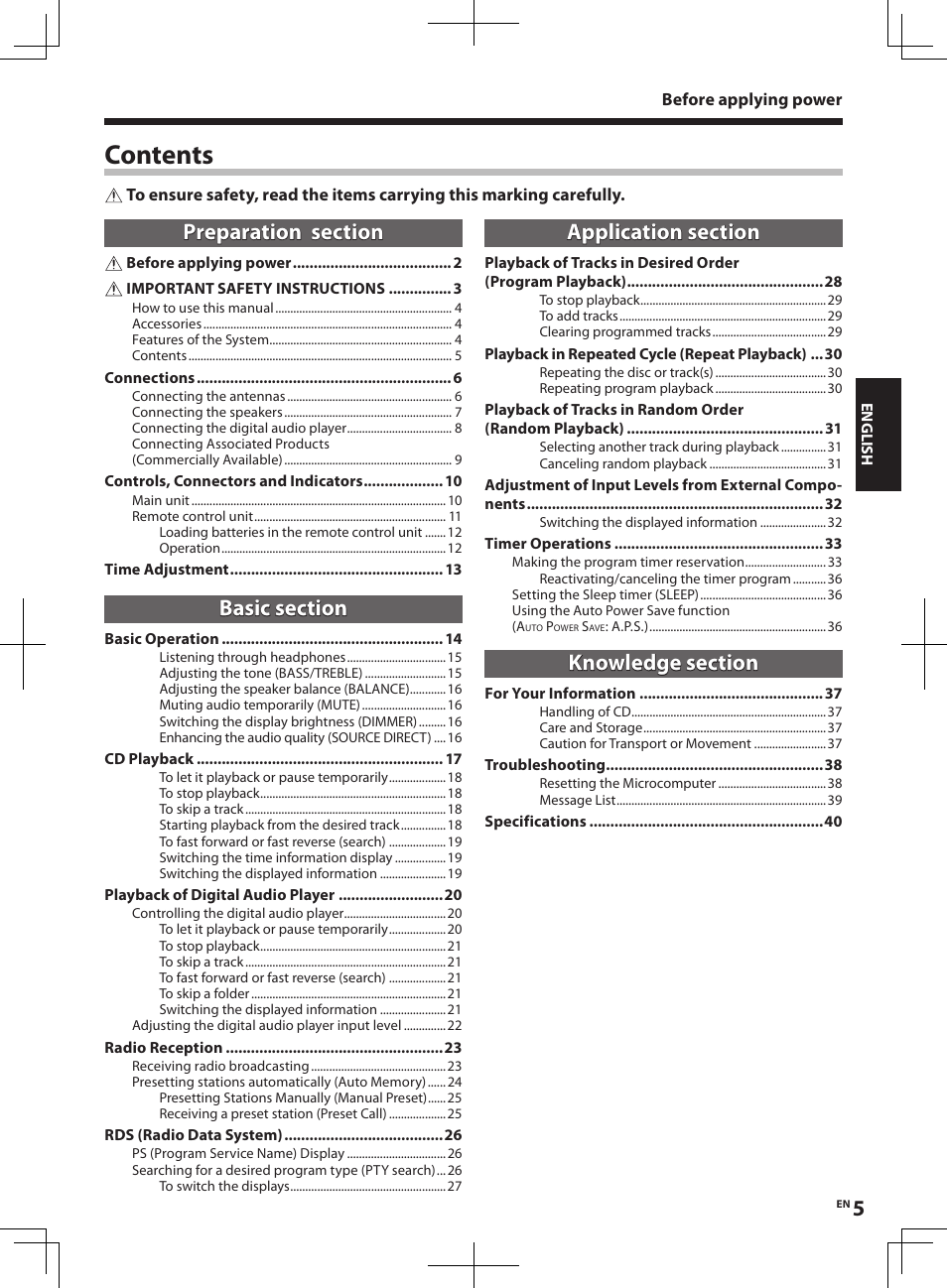 Kenwood R-K1 User Manual | Page 5 / 40