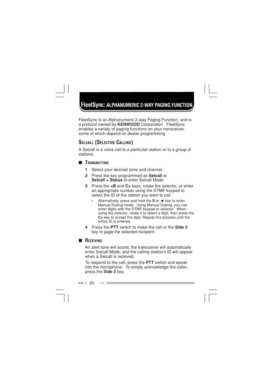 Fleetsync | Kenwood TK-3170E6 User Manual | Page 31 / 49