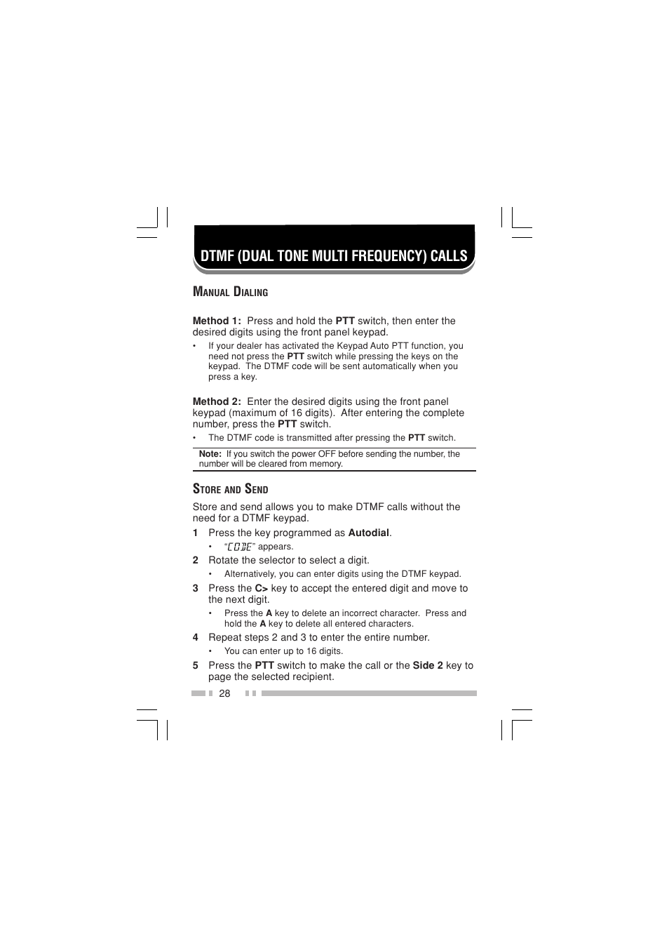 Dtmf (dual tone multi frequency) calls | Kenwood TK-3170E6 User Manual | Page 35 / 49