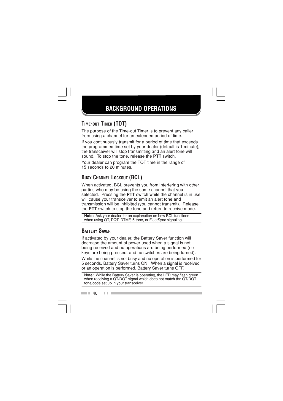 Background operations | Kenwood TK-3170E6 User Manual | Page 47 / 49