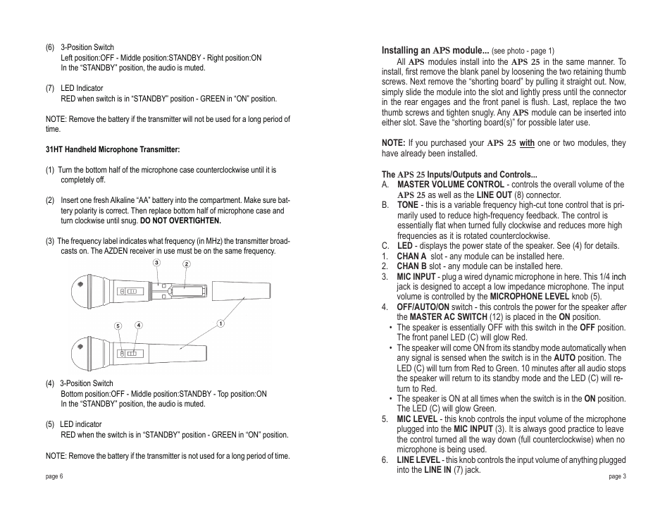 Azden APS 25 User Manual | Page 5 / 6