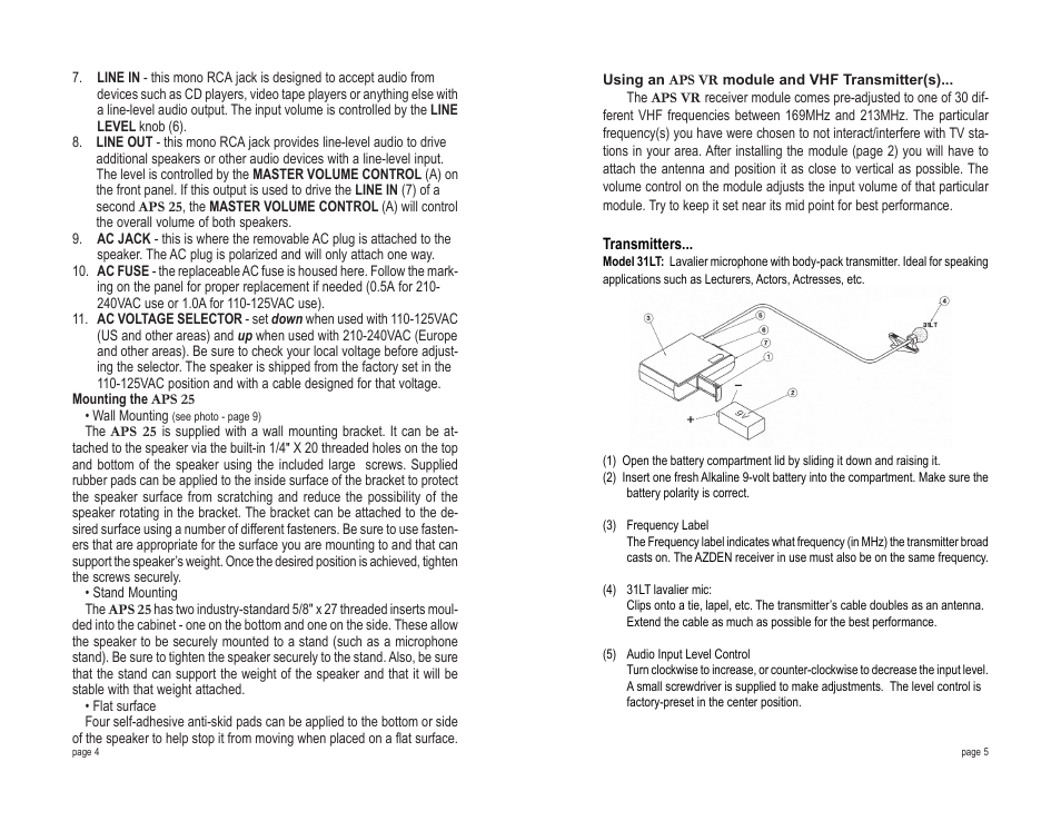 Azden APS 25 User Manual | Page 6 / 6