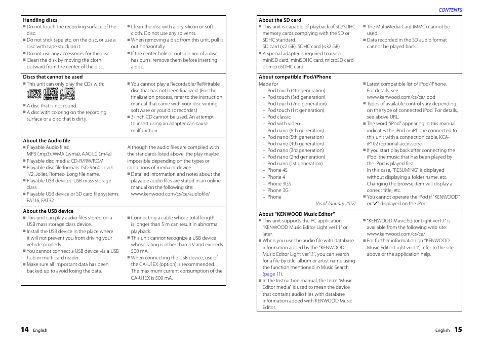 Kenwood KDC-BT47SD User Manual | Page 8 / 21