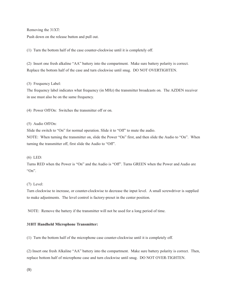Azden 311DRH 311 User Manual | Page 10 / 15
