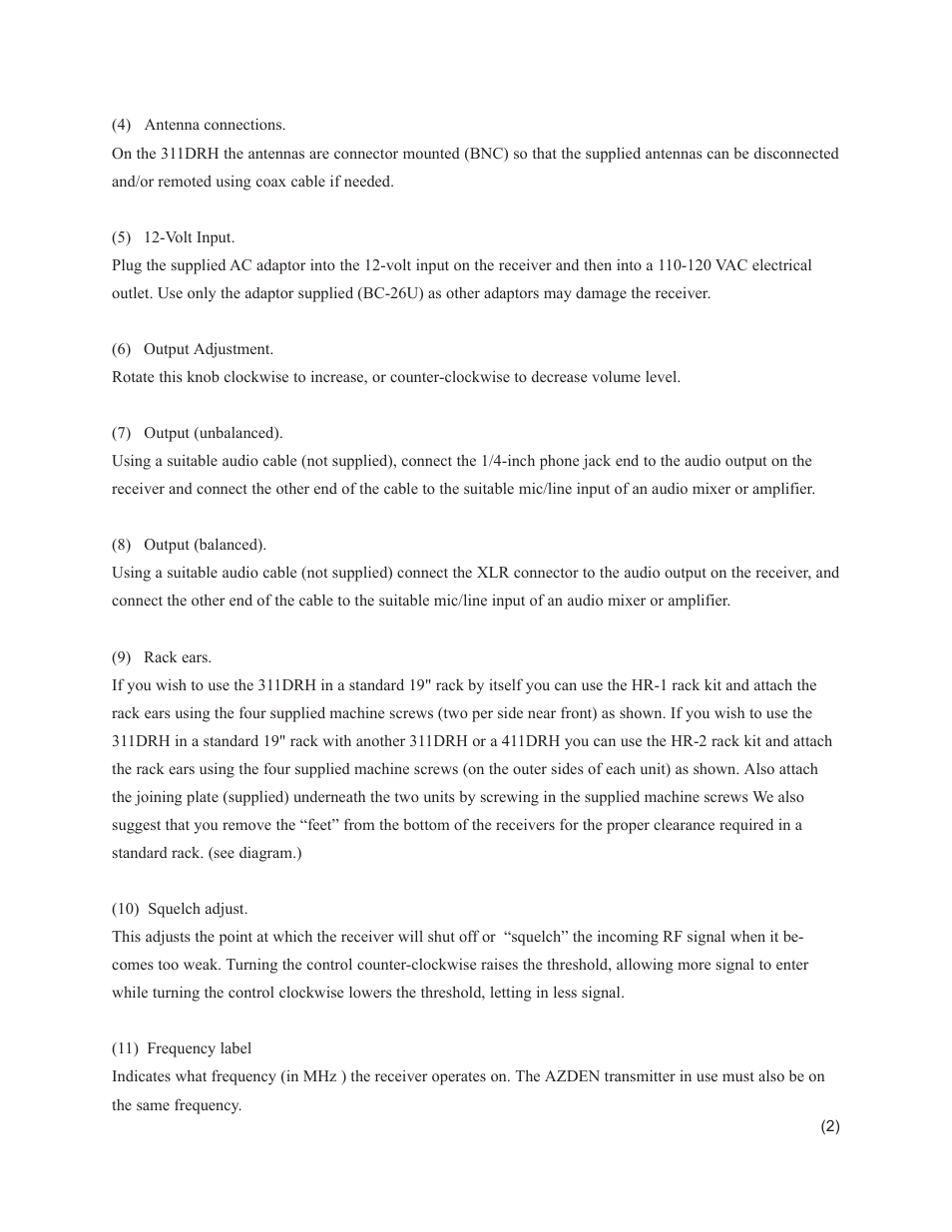Azden 311DRH 311 User Manual | Page 3 / 15
