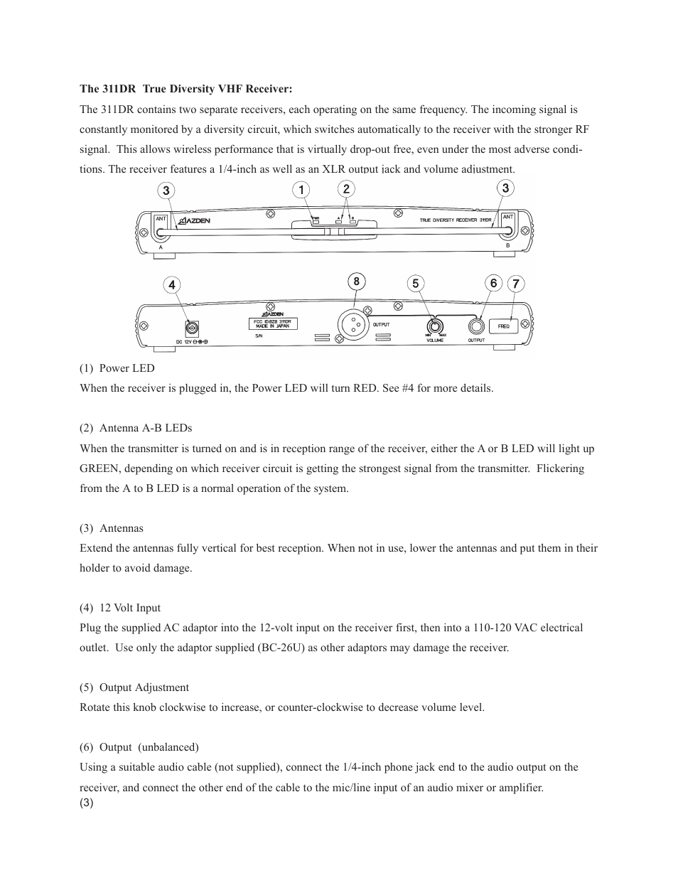 Azden 311DRH 311 User Manual | Page 4 / 15