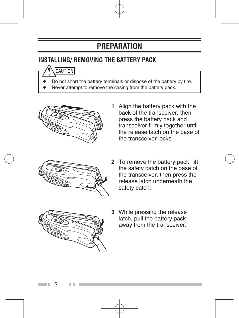 Preparation | Kenwood TK-2302E User Manual | Page 10 / 19