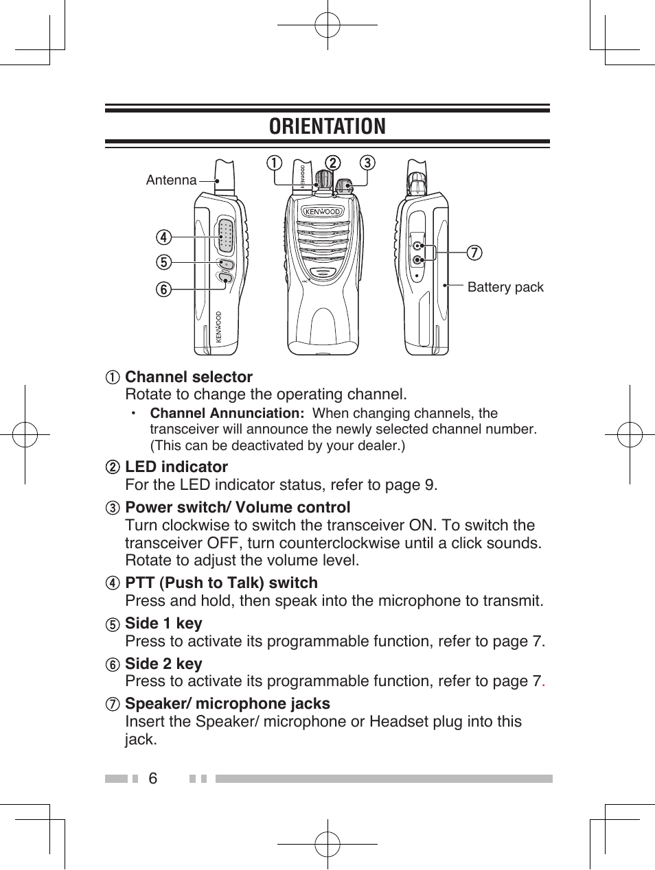 Orientation | Kenwood TK-2302E User Manual | Page 14 / 19