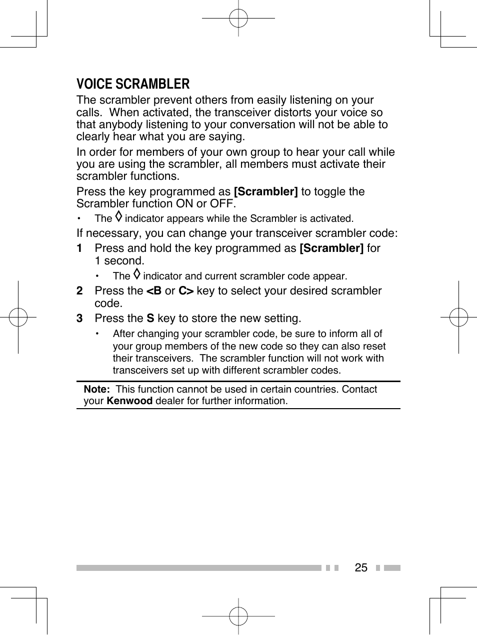 Voice scrambler | Kenwood TK-2312E User Manual | Page 35 / 39