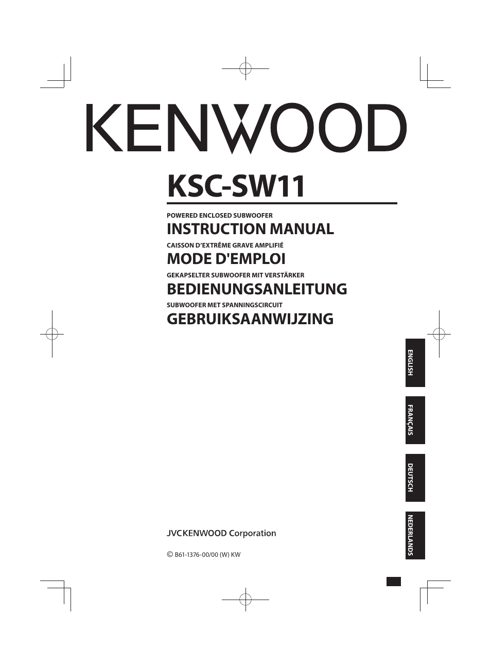 Kenwood KSC-SW11 User Manual | 9 pages