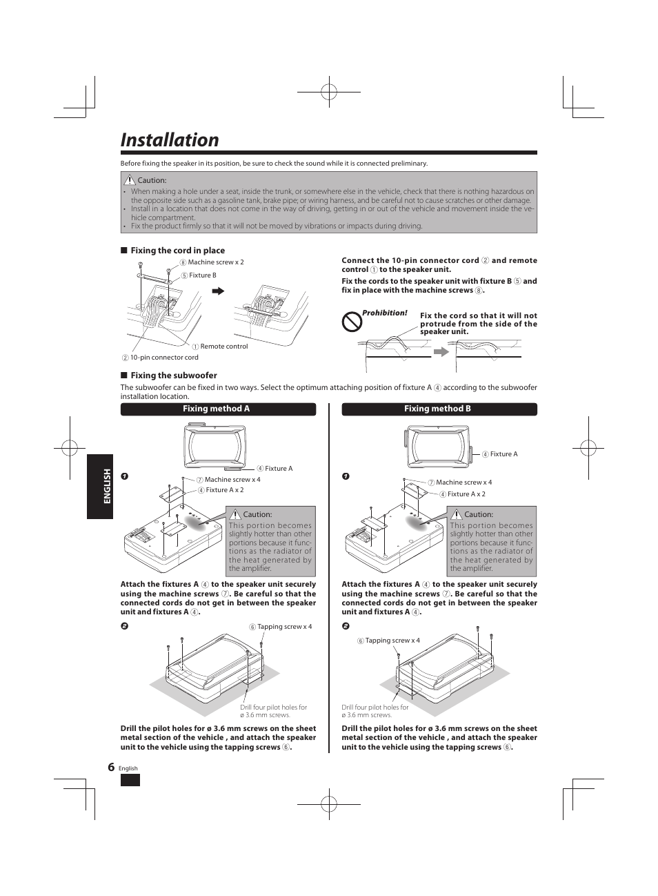 Installation | Kenwood KSC-SW11 User Manual | Page 6 / 9