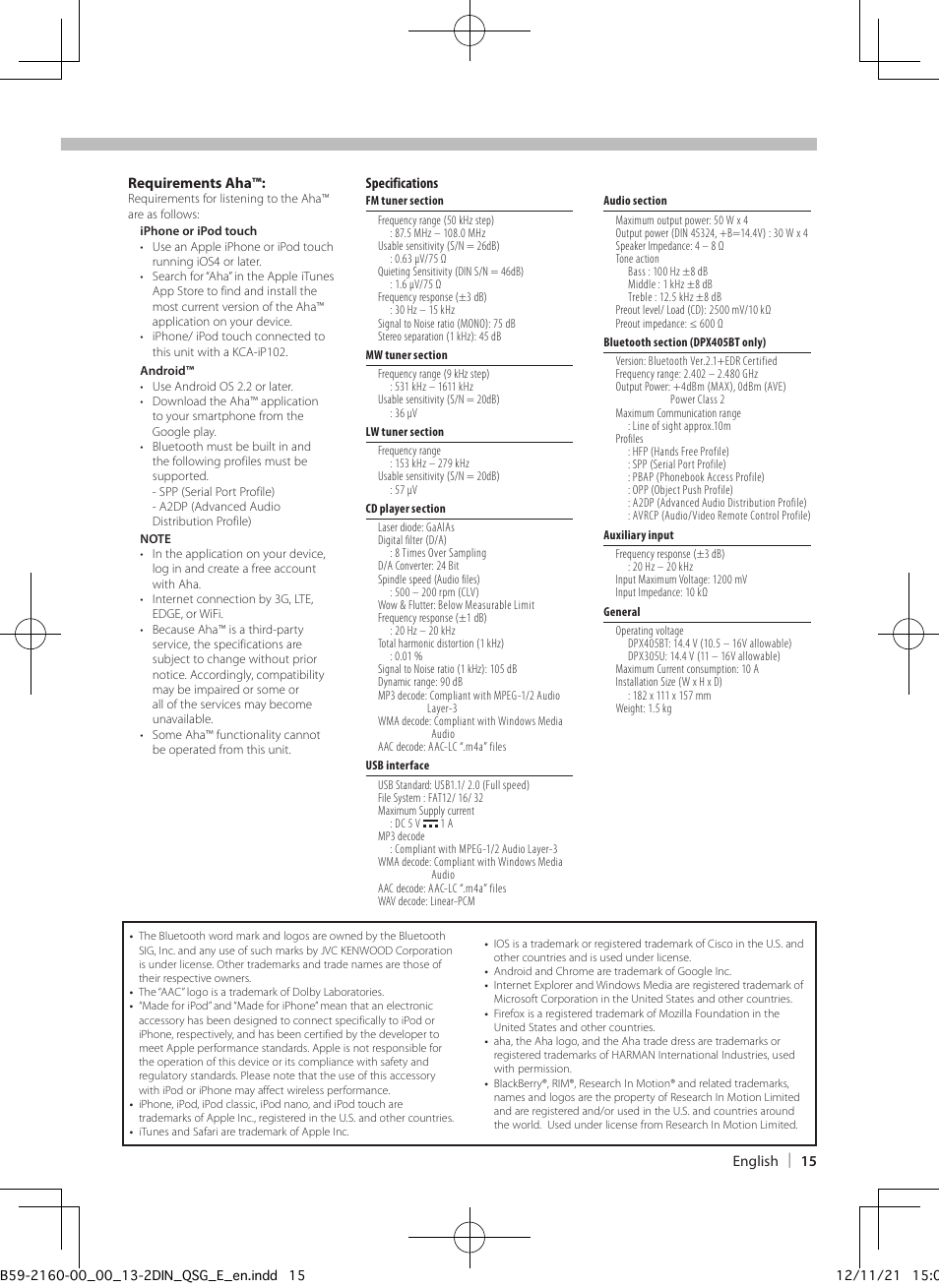Appendix | Kenwood DPX305U User Manual | Page 15 / 15