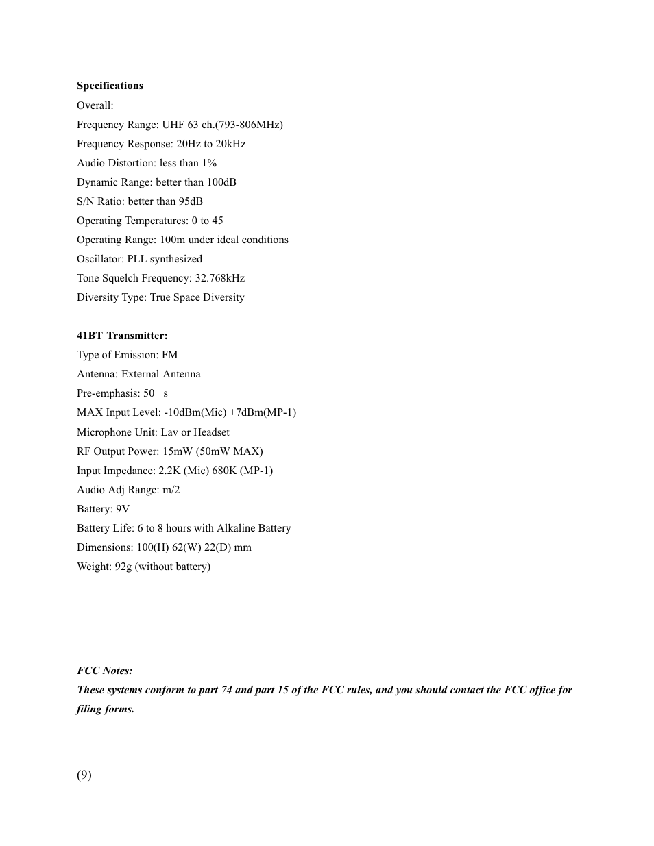 Azden PERFORMANCE SERIES 41XT User Manual | Page 10 / 11