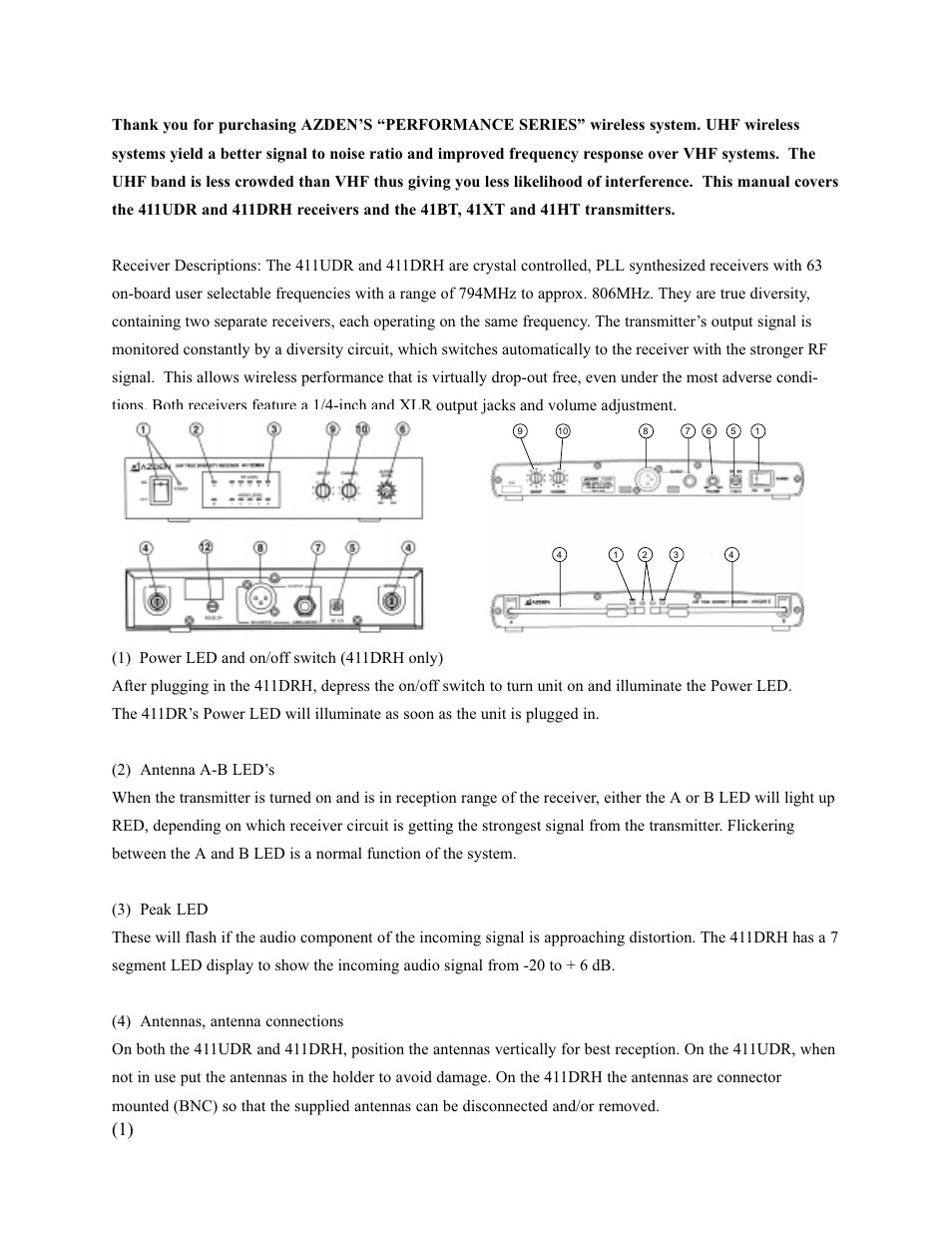 Azden PERFORMANCE SERIES 41XT User Manual | Page 2 / 11